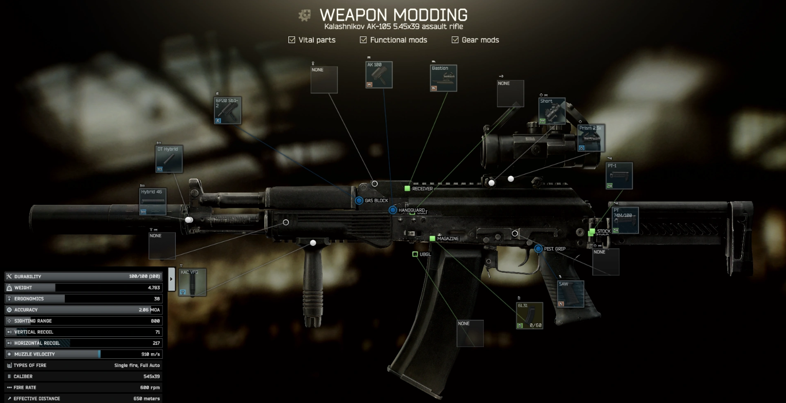 Kalashnikov AK-105 5.45x39 assault rifle built for Gunsmith - AK-105