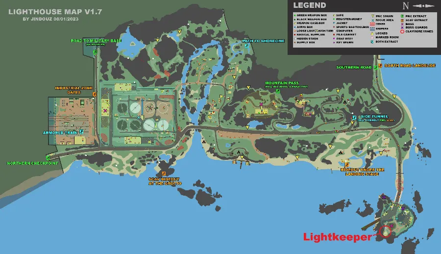 Lighthouse location marked on map