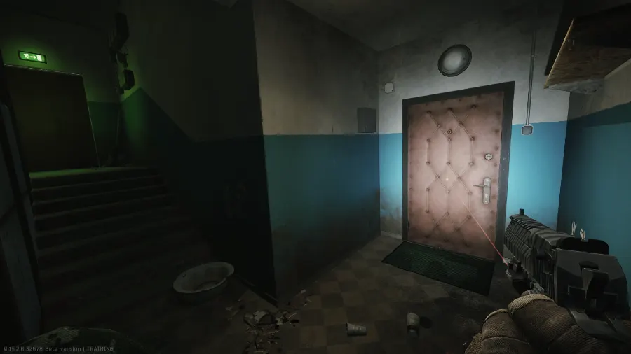 After going through the hole, get downstairs and open the door to the left