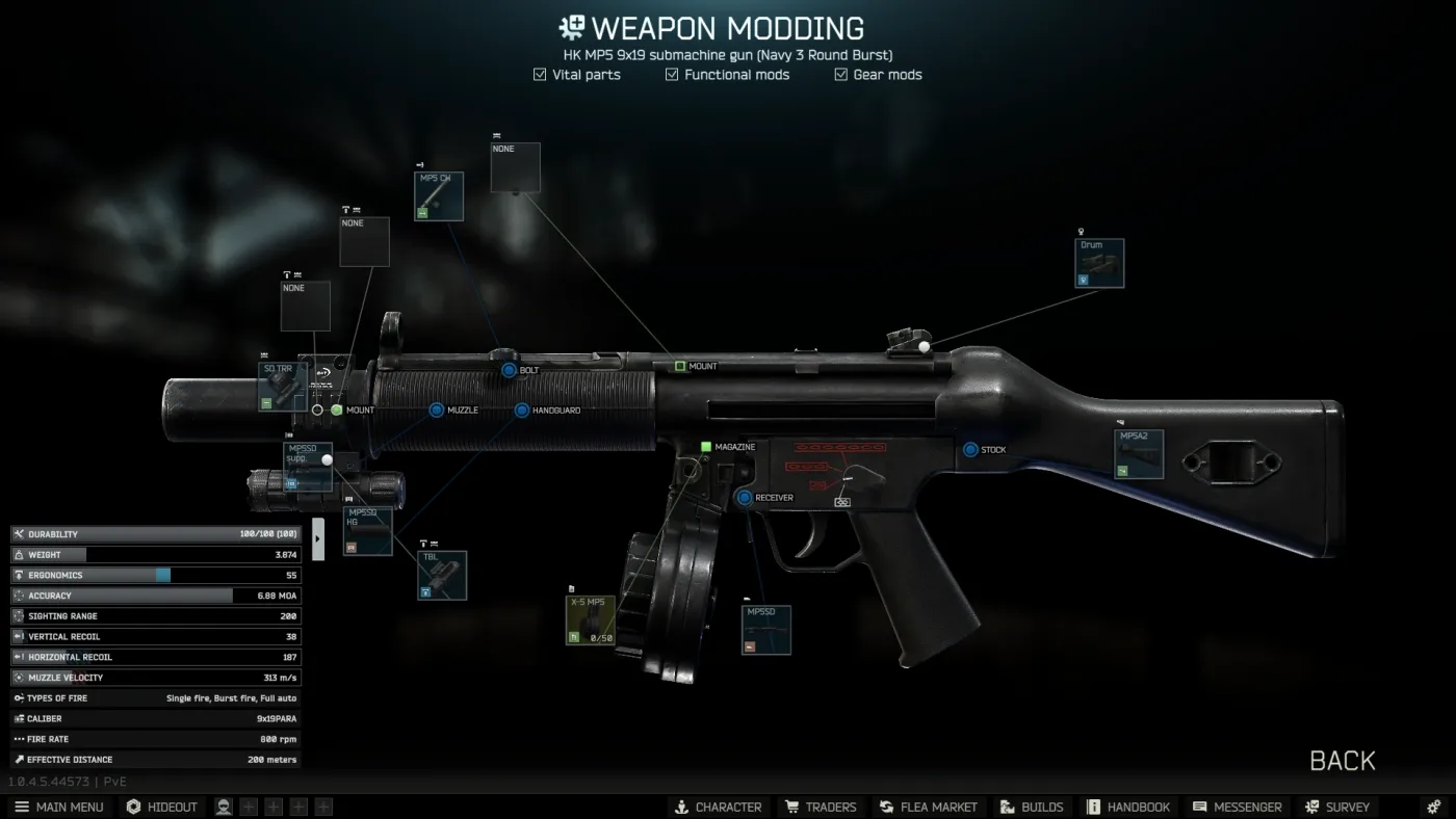 HK MP5 9x19 submachine gun (Navy 3 Round Burst) built for Gunsmith - HK MP5