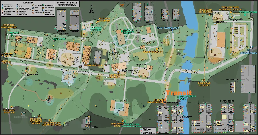 Customs Transit To Shoreline Map