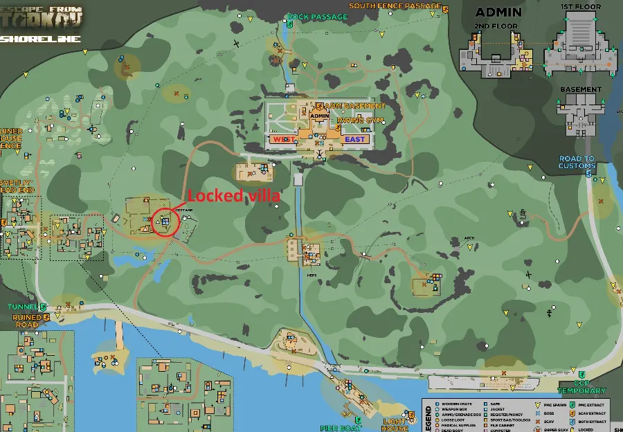 Locked Villa Shoreline Map